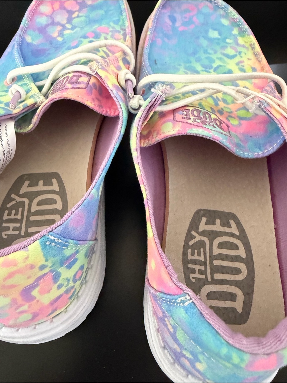 Hey Dude Pastel Rainbow Leopard Print Slip-Ons - Picture 3 of 3
